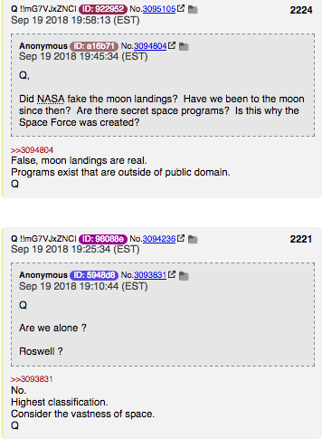 Q confirma que el Hombre fue a la luna, existencia de Extraterrestres y programa espacial secreto