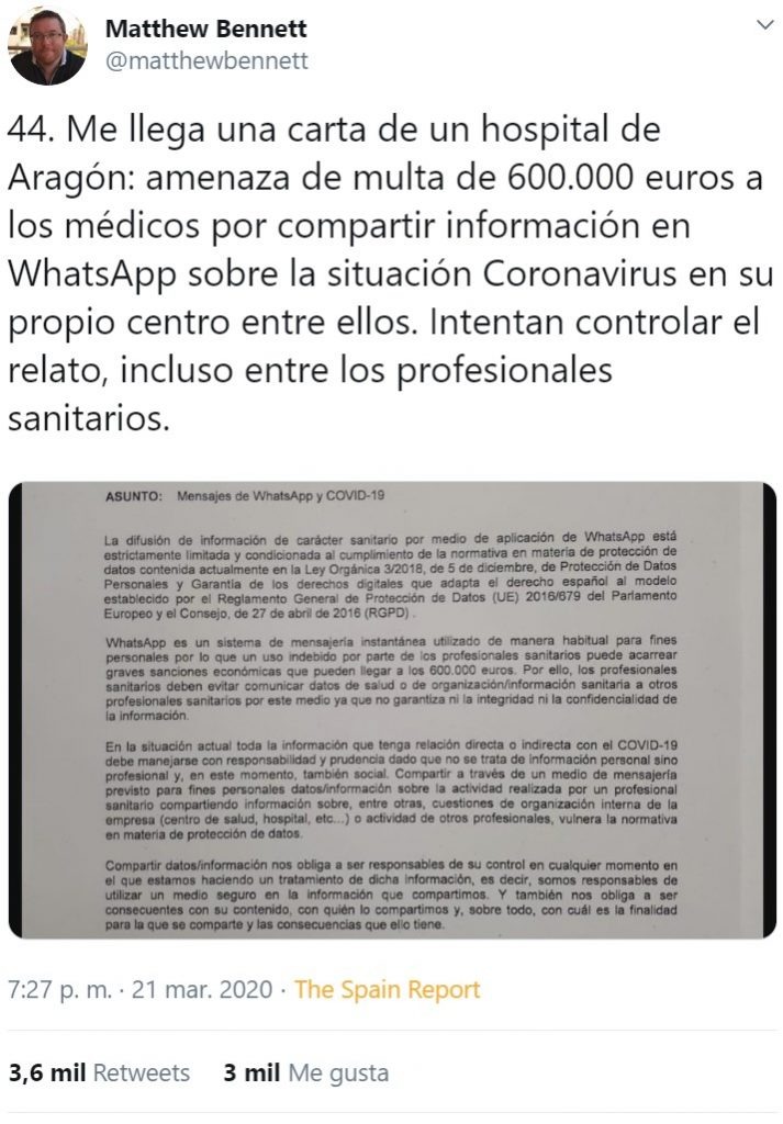 CIRCULAR DEL MINISTERIO DE SALUD ESPAÑOL RECONOCIÓ QUE EL NOMBRE CIENTÍFICO DEL AGENTE PATÓGENO ES SARS CoV-2; es un derivado del SARS