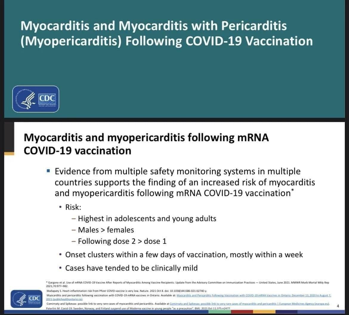 Los CDC admiten que la «vacuna ARN» causa miocarditis y pericarditis