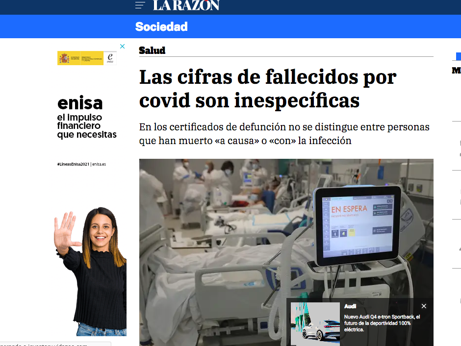 El diario español La Razón reconoce que las estadísticas del Covid han sido manipuladas