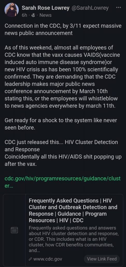 (RUMOR) Trabajadores de los CDC estarían amenazando con revelar que las «vacunas Covid» crean sida, si la dirección no lo reconoce hoy