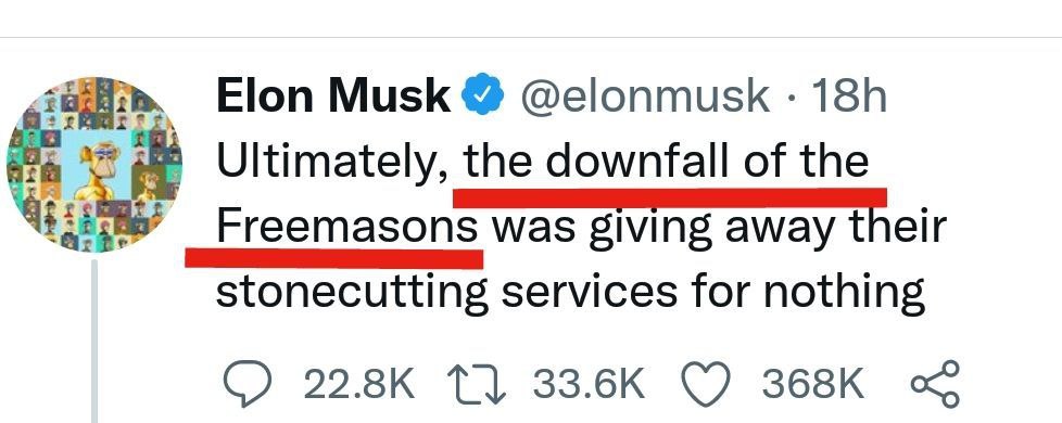 Elon Musk pronostica la debacle de los masones